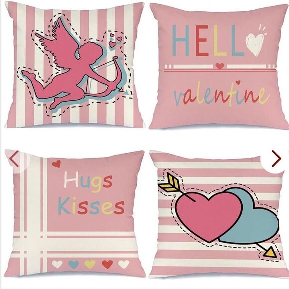 Valentines Day Decorations Velvet Pillow Covers 18x18 Inch Set Of 4,Valentines - Picture 1 of 1
